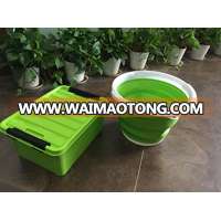 plastic folding basket with handle and container set