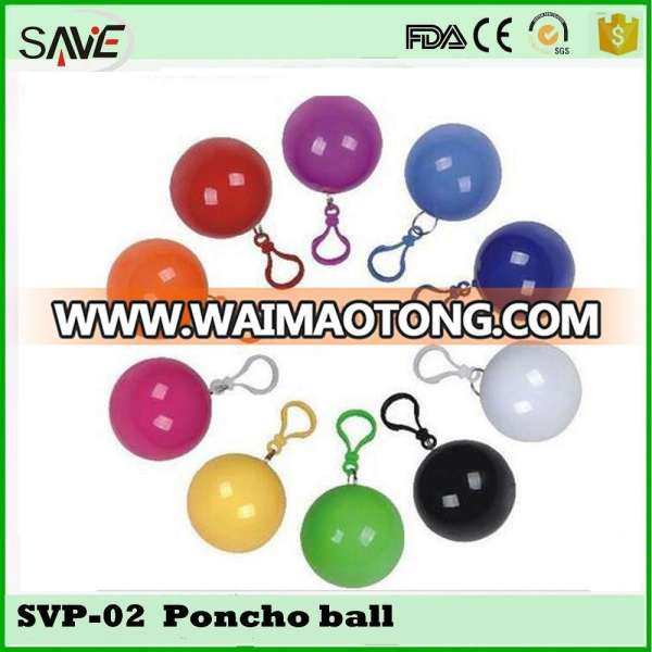 New High visibility outdoor colorful PE disposable rain coat waterproof ball with keychain